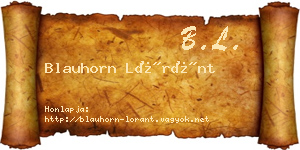 Blauhorn Lóránt névjegykártya